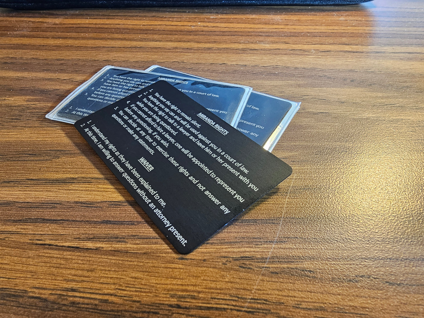 Laser Engraved Miranda Rights cards